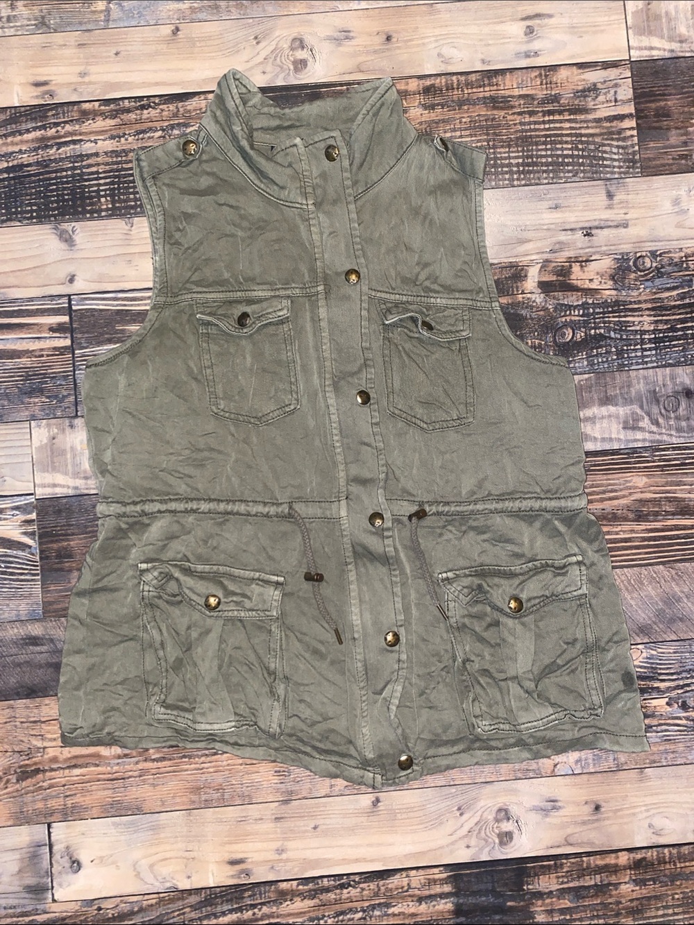 Maurices Olive Utility Drawstring Vest
